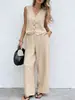 Suministro Exclusivo Transfronterizo 2026V Conjunto de Chaleco con Cuello para Mujer, Chaleco sin Mangas y Pantalones de Pierna Ancha Conjunto de Dos Piezas