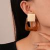 Pendientes Cuadrados de Resina con Bloques de Color Estilo Maillard, Diseño Geométrico de Nicho Vintage, Pendientes de Alta Gama para Mujer