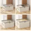 Caja de Almacenamiento de Ropa de Algodón y Lino a Prueba de Polvo con Tapa, Engrosada y Lavable, Adecuada para Armario de Dormitorio y Almacenamiento de Pantalones