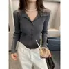 Cárdigan de punto para mujer de otoño con cuello vuelto, adecuado para usar como capa exterior o como capa interior, nuevo top de alta gama con cuello POLO de invierno 2026
