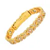 Pulsera magnética de moda europea y americana, superventas transfronteriza, lujo ligero, trébol de la suerte, aleación con incrustaciones de diamante, pulsera de joyería magnética de una sola fila para mujer