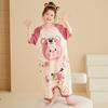 Pijama para meninas de algodão de manga curta Macacão Anti-chute Primavera e Outono Pulôver Bonito Menina Bebê Verão Infantil Saco de Dormir