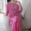 Familia Algodón Seda 2026 Nuevo Estilo Chino Pijama de Algodón Seda para Mujer, Conjunto de Manga Corta de Algodón Artificial Estilo Chino, Se Puede Usar Afuera, Estilo Delgado