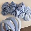 Diadema de Tela Vaquera Lavada Vintage Aro para la Parte Superior Alta de la Cabeza Lazo Simple de Puntos Polka Accesorios para el Cabello para Salir