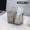 Porta-Canetas Transparente Casual com Múltiplos Compartimentos Estilo Ins para Mesa Grande Capacidade Quadrado Porta-Canetas de Papelaria Tubo de Armazenamento para Escritório