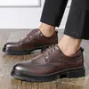 Nuevos zapatos de vestir de cuero con cordones transfronterizos para hombre, talla grande, zapatos formales de negocios casuales, elegantes zapatos de cordones con punta para hombre
