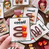 Pasadores coreanos de otoño e invierno para niños con comida simulada para niñas, papas fritas, hamburguesas y galletas, ligas gruesas para el cabello, pares de hamburguesas