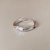 Anillo de Plata de Pie S999 Textura Irregular Plegada para Mujer Diseño Pesado de Textura de Lava Anillo de Dedo Nicho de Ins