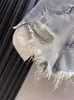 Shorts de Mezclilla Rasgados con Diseño Deshilachado de Color Claro, Estilo Nuevo Verano 2026 para Mujer, de Pierna Ancha, Adelgazantes, de Moda, con Flecos, de Corte A