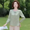 Chegada Nova Moda de Início de Outono Top Elegante para Mulheres de Meia-Idade e Idosas Roupa da Mamãe Camisa Elegante Estilo Chinês Suéter para Avós para Mulheres