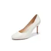 6313A Sapatos de Salto Alto Minimalistas Simples com Bico Redondo para Mulheres, Salto Fino, Couro Fosco, Boca Rasa, Elegantes para o Trabalho e Uso Profissional