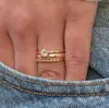 Anillo de Pareja Sanjie Más Vendido Chapado en Oro de 18k Moda Transfronteriza Europea y Americana Anillo de Conjunto de Tres Anillos Incrustado con Circonita