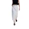Saia Midi de Cintura Alta com Bolsos Duplos e Fenda Lateral, Estilo Retrô, para Transmissão ao Vivo e Distribuição