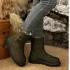 Exportación de Invierno Nuevas Botas de Nieve de Terciopelo Cálidas con Suela Gruesa para Mujer Talla Grande Velcro Tela Plumón Caña Media Zapatos de Algodón Deseo