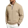 Sudadera de Otoño/Invierno 2026, Nuevo Estilo Americano para Hombre, Tejido Jacquard Texturizado de Peso Pesado, Media Cremallera, Cuello Alto, Corte Holgado, Casual para Viajes al Trabajo