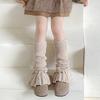 Calcetines para Niños Calcetines de Encaje Estilo Ballet para Mujer Calcetines Largos de Punto Espesos Rayados Verticales Cubre Piernas Otoño e Invierno Cuerno Lolita