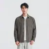 Também, camisa de manga comprida listrada vertical, outono de 2026 masculina, corte solto, ombro caído, com bolso, color block, camisa casual para usar por cima
