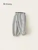 Pantalones de chándal jogger grises holgados Bangxuan para niños, pantalones casuales versátiles para niños, pantalones para niñas