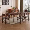 Mesa de comedor y silla de madera maciza estilo retro 2024, nueva mesa rectangular negra de estilo medio, mesa de comedor para el hogar y la sala de estar.