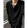 Sudadera con Cuello Textura Retro Americana para Hombre Otoño Tendencia Marca Holgada Casual Versátil Tacto de Alta Gama Camiseta de Manga Larga