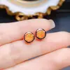 Venta al por mayor de fábrica explosiones aretes de ópalo de fuego natural incrustación de plata S925 piedra principal 5*5 caliente Europa y Estados Unidos una generación de cabello