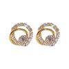 Pendientes de plata galvanizada con forma de aguja y circonita cúbica hueca en oro auténtico, elegantes y de alta calidad, de lujo y con luz de nicho para mujer.