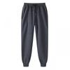 Comercio Transfronterizo 2024 AliExpress Nuevos Pantalones Casuales para Hombre Forrados de Felpa Engrosados Cálidos Color Sólido Talla Grande Pantalones de Chándal