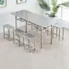 Mesa de Comedor de Acero Inoxidable para 4, 6 u 8 Personas, Reforzada y Engrosada, con Sillas Colgantes, Mesa Redonda Moderna Minimalista para Uso en el Hogar