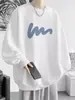 Sudadera de hombre de moda para otoño, estilo Hong Kong, top sencillo con estampado y cuello redondo, camiseta holgada de moda, prenda exterior casual versátil