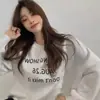 Moletom branco oversized estilo high street americano plus size para mulheres, fino para primavera e outono, estilo chic de Hong Kong, blusa interna solta