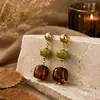 Aretes estilo Melard transfronterizos, aretes de resina ámbar, aretes geométricos vintage de carey color caramelo, aretes de mujer otoño/invierno
