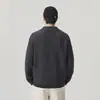 Suéter Casual Versátil para Hombre de Otoño e Invierno, Tejido de Punto Polo con Cuello Solapa, Falso Dos Piezas, Textura de Canalé, Hombro Caído, Holgado