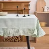 Toalha de Mesa Listrada Tingida na Massa Verde Sálvia Tecido Respirável para Mesa de Jantar Decoração