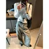 Pantalones Casuales de Pierna Ancha Recta Adelgazantes con Abertura Media en Forma de Cuchillo de Sable Tridimensional para un Paseo Elegante por la Ciudad Mq0692