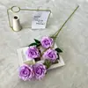 5 Cabeças de Rosas Cappuccino Flores Artificiais Decoração de Casamento Arranjo de Flores Corredor Flor de Fundo Parede Casamento t Cenário de Palco