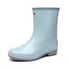Galochas Femininas Coloridas, Cano Médio, Forradas com Lã, Moda Coreana, Galochas para Todas as Estações, Galochas para Adultos, Sapatos de Borracha Impermeáveis Antiderrapantes para Trabalho