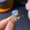 Anillo de ópalo natural piedra desnuda tamaño 6*6mm para el día a día con plata de ley 925 directo de fábrica tiembla en vivo