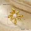 Anillo de Luz Circular Dorado Flor de Oro Perla Acero Inoxidable de Alta Gama de Lujo para Mujer Anillo de Acero de Titanio