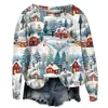 Popular Sudadera Nueva de Otoño e Invierno Transfronteriza Europea y Americana Estampada en 3D para Mujer Navideña Callejera de Moda con Cuello Redondo y Hombro Derecho