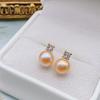 Pendientes de Plata 925 con Pasador Dorado, Perla Natural de Agua Dulce y Lazo para Mujer, Estilo Versátil de Princesa, Pendientes de Moda Estilo Ins
