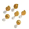 Pendientes Nuevos Creativos al por Mayor Moda con Estilo Aros para la Oreja de Caracol Aros de Acero Inoxidable Espiral de Caracola para Mujer