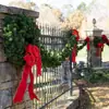 Decoração de Festa para Interior e Exterior Suprimentos de Natal Laço de Algodão Recheado Estrutura de Algodão Recheado Laço com Borda Dourada Decoração Pendente