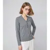 Nuevo Otoño Invierno 2026 Top de Punto Adelgazante con Cuello en V y Manga Larga para Mujeres Petites, Sencillo Casual, Capa Base