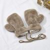 Novas Luvas Infantis Outono e Inverno, Pelo de Coelho Pelúcia, Espessadas com Lã, Luvas de Bebê para Meninos e Meninas, Luvas de Mão Única com Alça de Pescoço