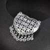 Collar Largo con Borla de Elefante Doble Auspicioso de Plata de 99 Pies para Mujer Estilo Étnico Retro Moneda de Amor Doble Anillo Hueco