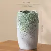 Jarrón de flores de gran diámetro, de cerámica simple, hidropónico, con adornos, estilo vintage, para casa de familia, estilo chino, sencillo.