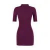 Vestido Corto de Manga Corta Sexy Estilo Americano Chica Picante, Elástico Ajustado Ceñido a la Cintura Bodycon Mini de Corte A