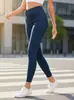 Calça Skinny Estilo Jeans Azul Escuro de Cintura Alta para Mulheres, Calça de Perna Estreita Elástica Emagrecedora, Calça Base Modeladora Levanta Bumbum