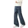 Jeans de mezclilla lavada estilo retro americano, nuevo estilo de moda high-street, corte holgado, pierna ancha, versátiles, casuales, pantalones largos de pierna recta para hombre