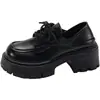 Mocasines de plataforma negros de estilo británico con punta redonda, tacón alto grueso para mujer, nueva colección primavera/otoño 2026, versátiles y cómodos con suela blanda